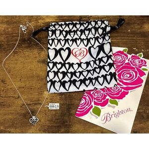 Brighton Alcazar Crystal Heart Pendant Silver Plate Necklace 18" NEW Gift Bag